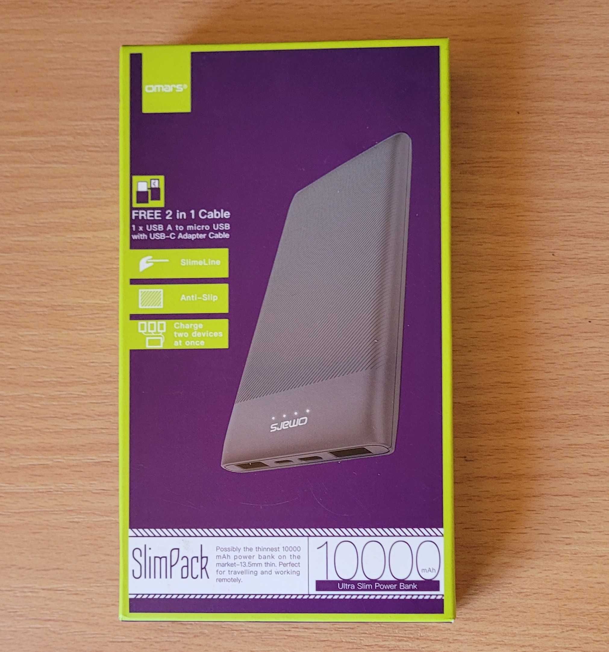 Omars SlimPack Power Bank 10000mAh – Przenośna Ładowarka Ultra Slim