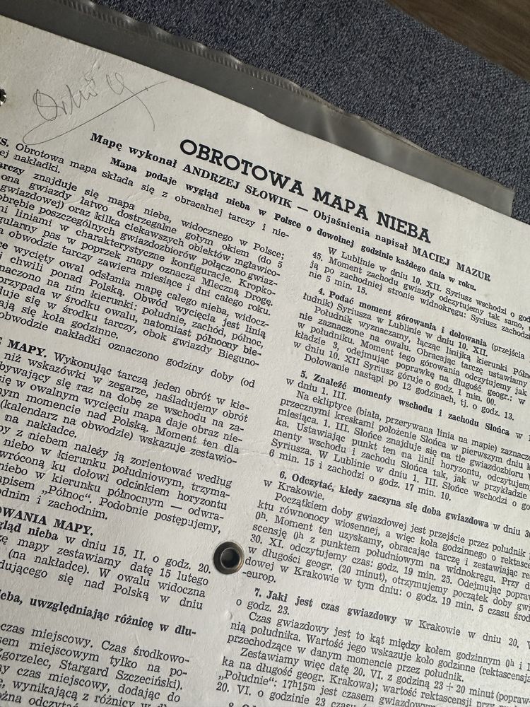 Stara obrotowa mapa nieba Kraków 1964 unikat kolekcjonerska