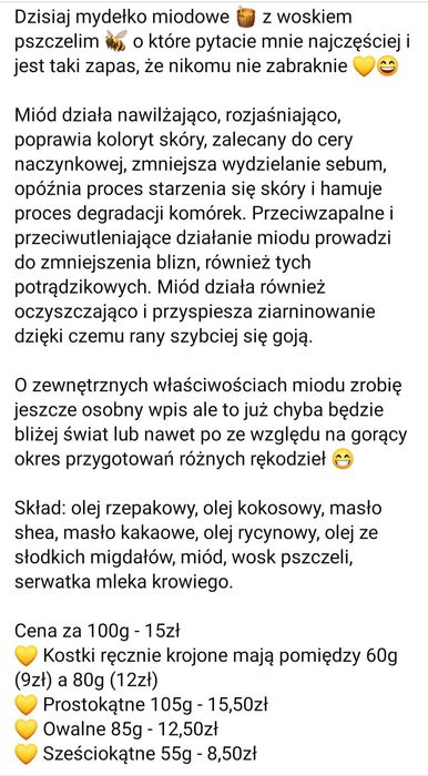 Mydełka miodowe - sodowe