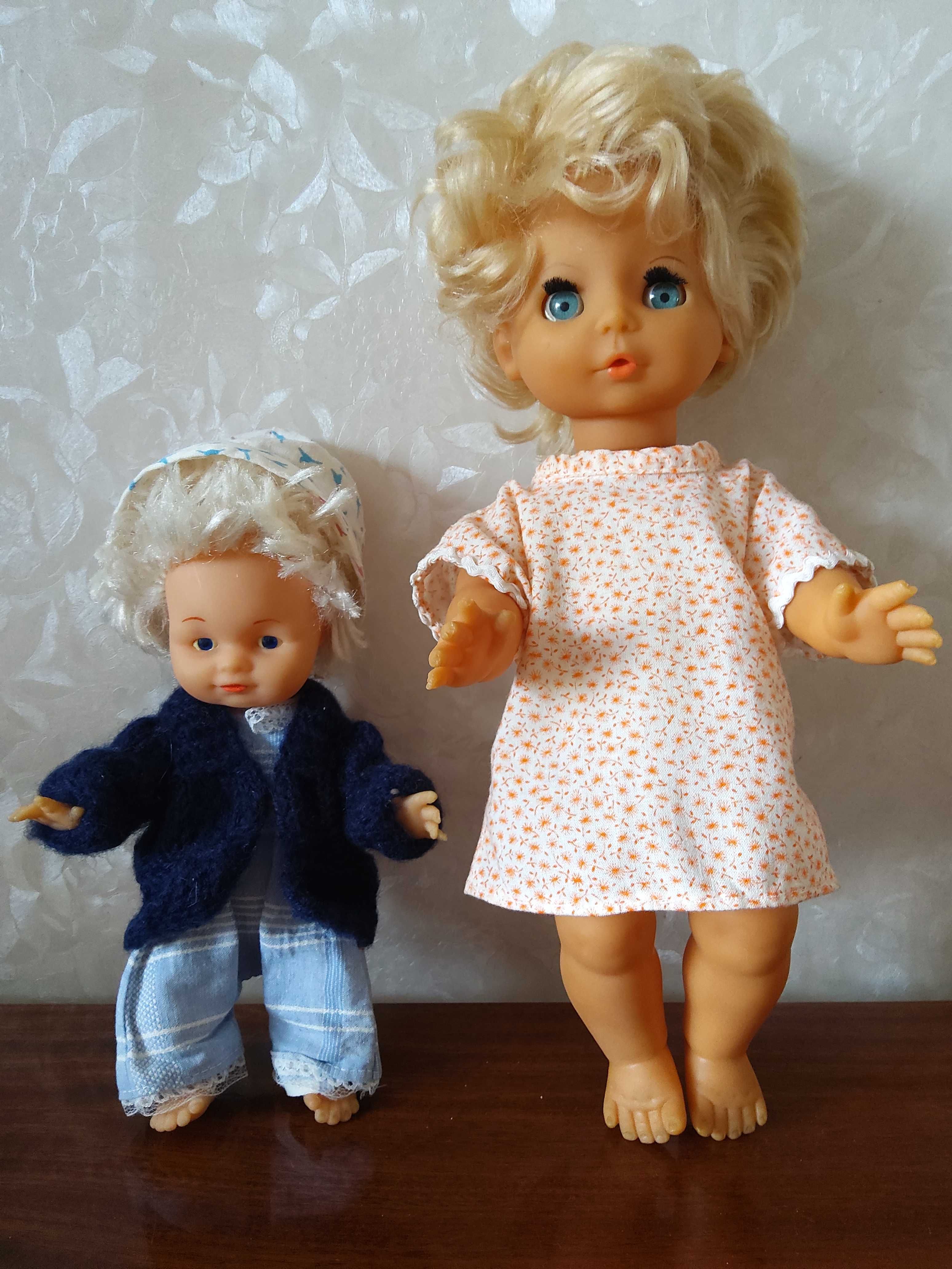 Dwie lalki całe gumowe z włosami 36 cm i 24 cm