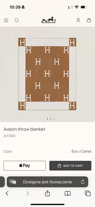 Koc Hermes Avalon welna kaszmir nowy