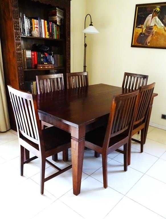 Stół drewniany indyjski 160x100 i 6 stylowych krzeseł z AlmiDecor