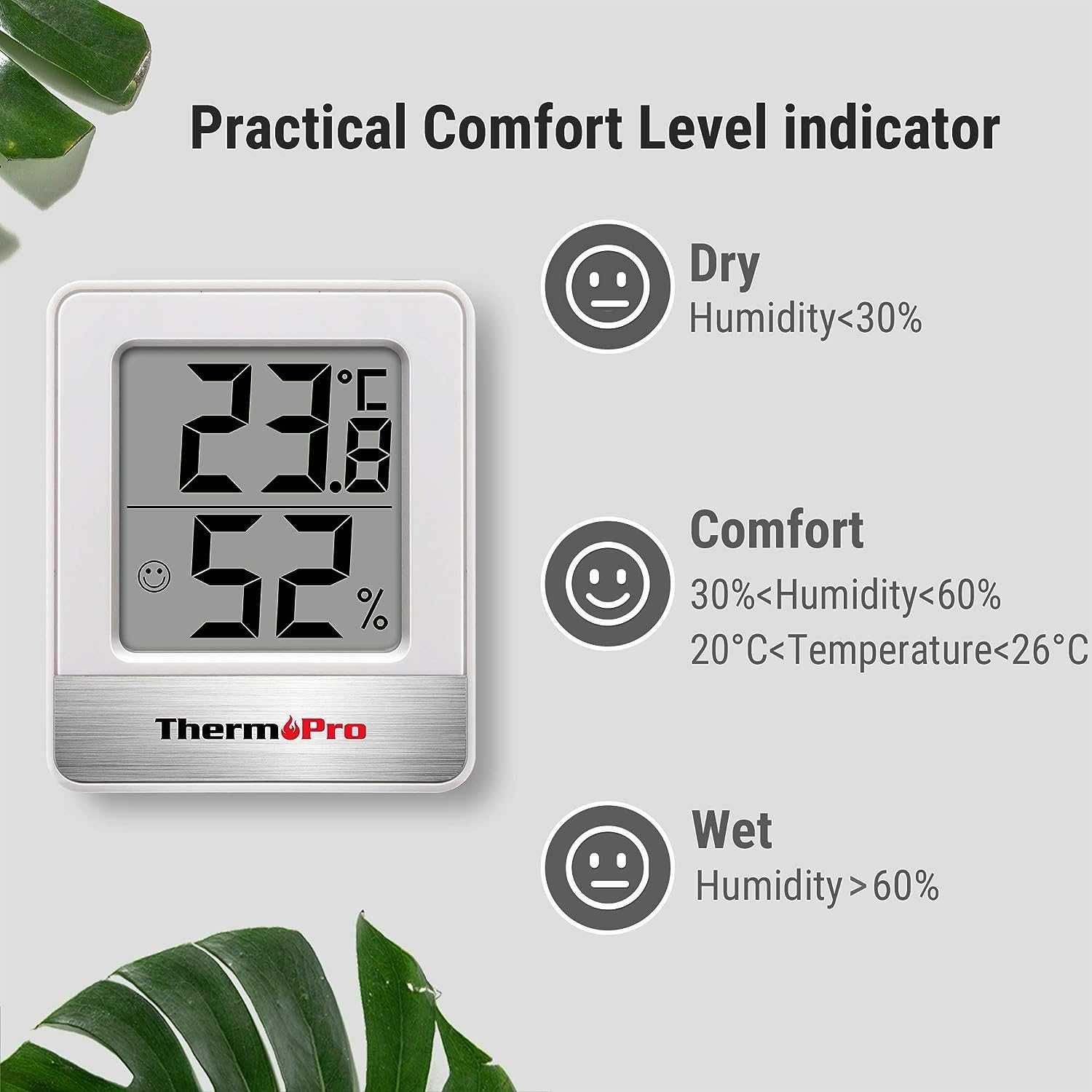 Cyfrowy mini termometr z funkcją higrometru, pomiar tempe, wilgotności