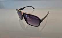 Okulary przeciwsłoneczne czarne carrera pilotki uv aviator rayban złot