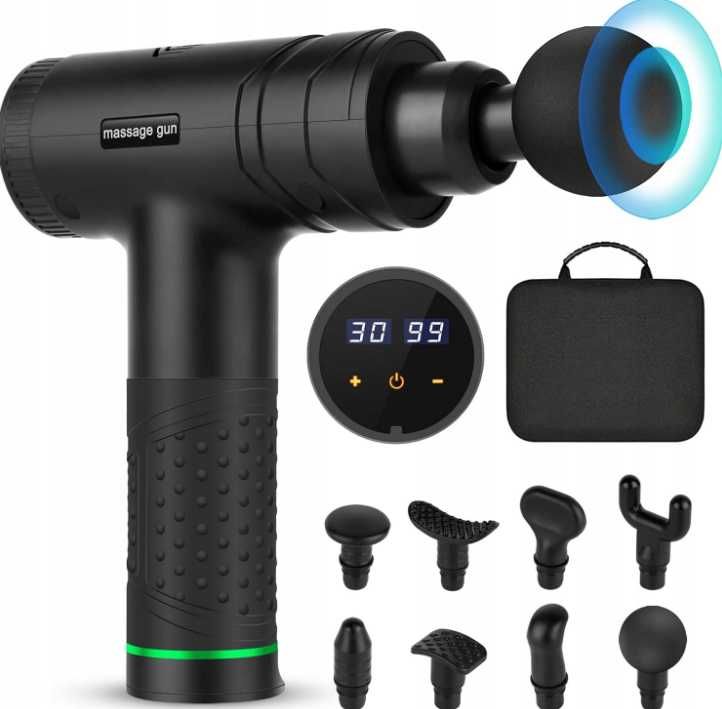 UPLAYTECK pistolet do masażu 30 prędkości 8 GŁOWIC DO MASAŻU 40 DB