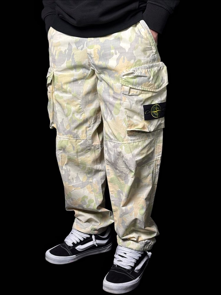 stone island supreme reactive ice camo ripstop cargo pants оригинал