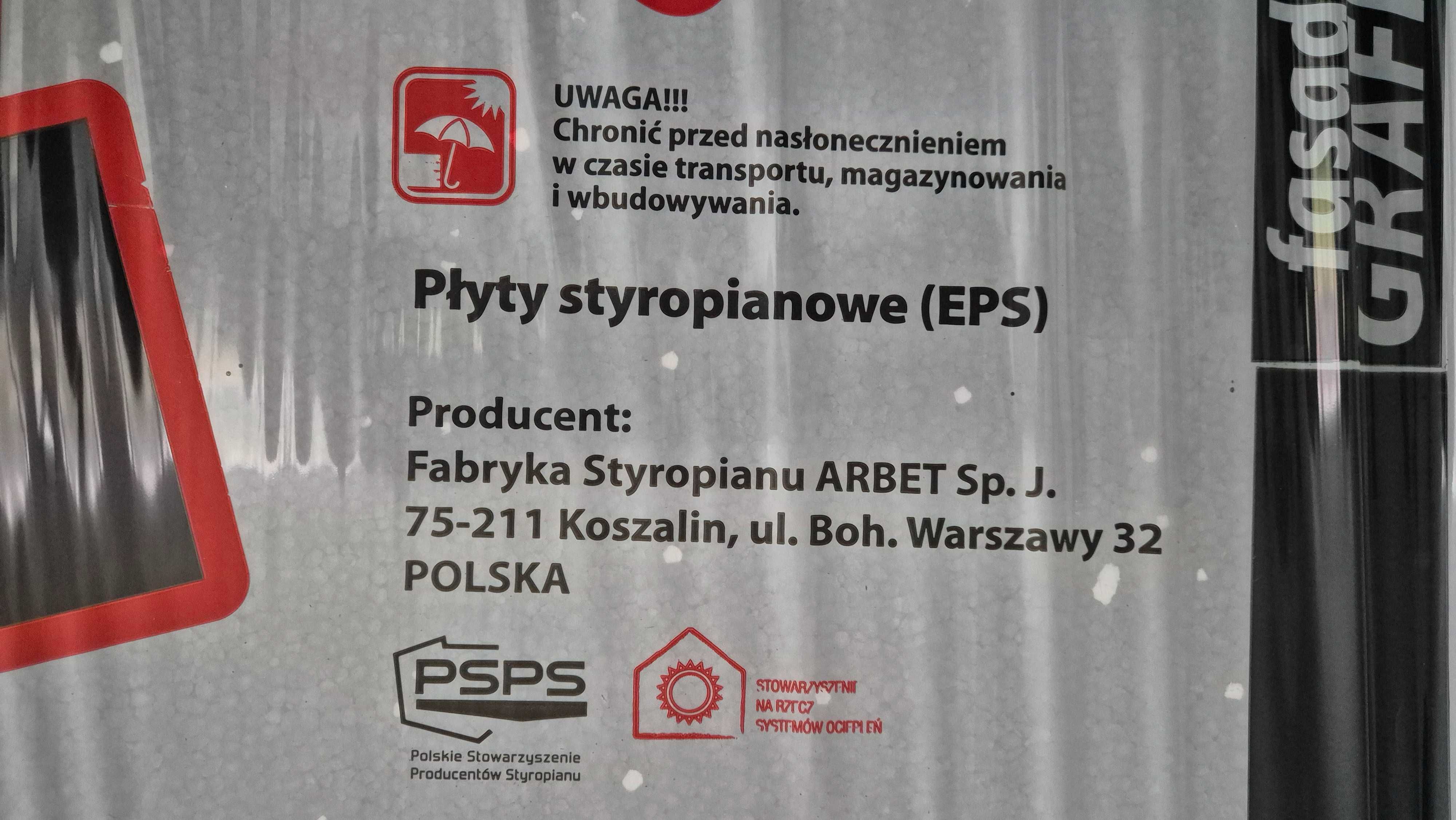 Styropian (EPS) ARBET fasada GRAFIT lambda 0,031 grubość 180 mm