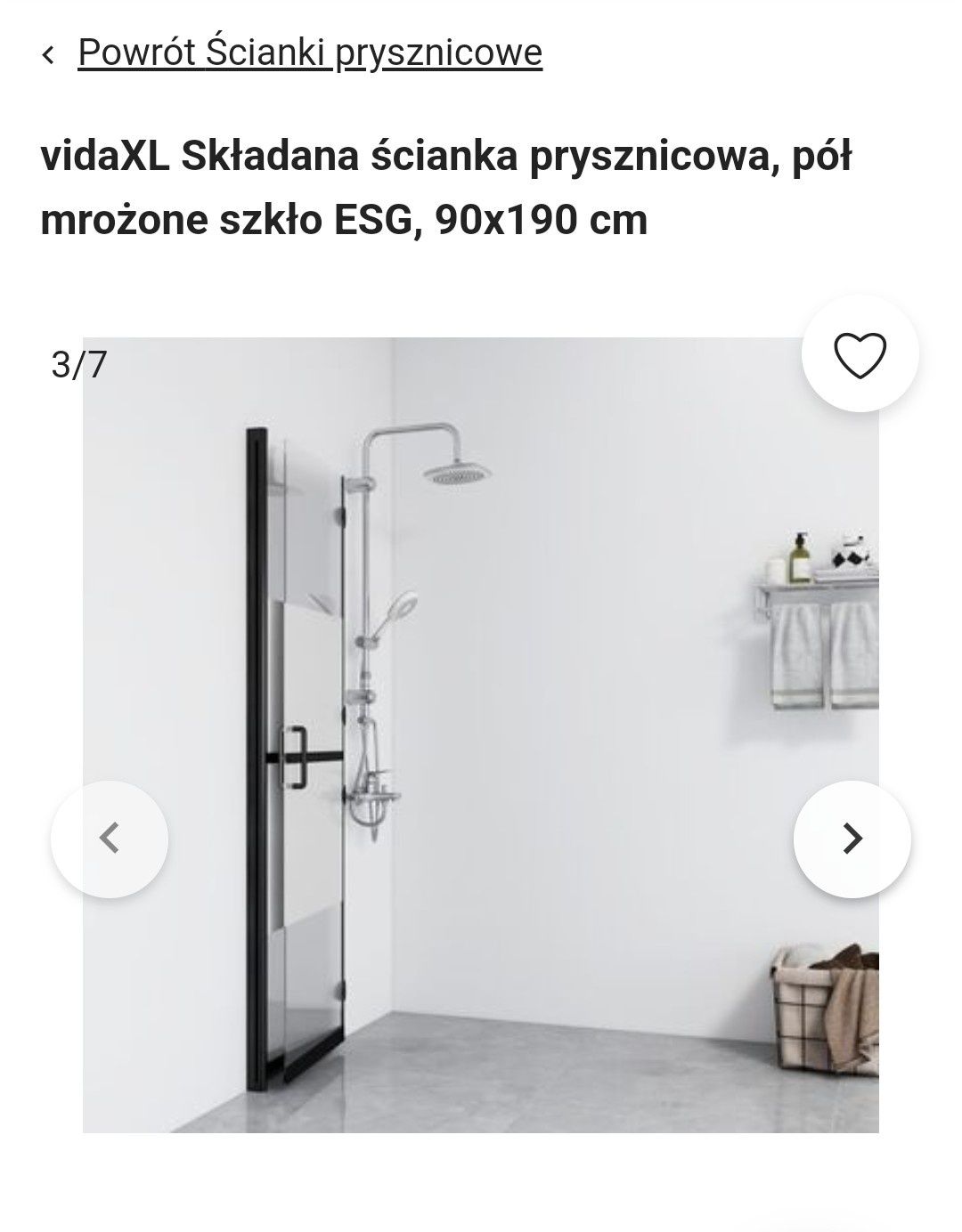 Ścianka prysznicowa składana