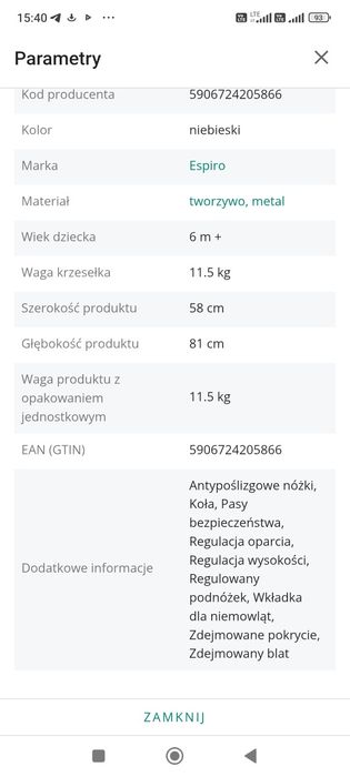 Krzesełko Baby Design, okazja