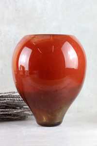 Szklany ciężki wazon w odcieniach czerwieni szkło vintage kolorowe