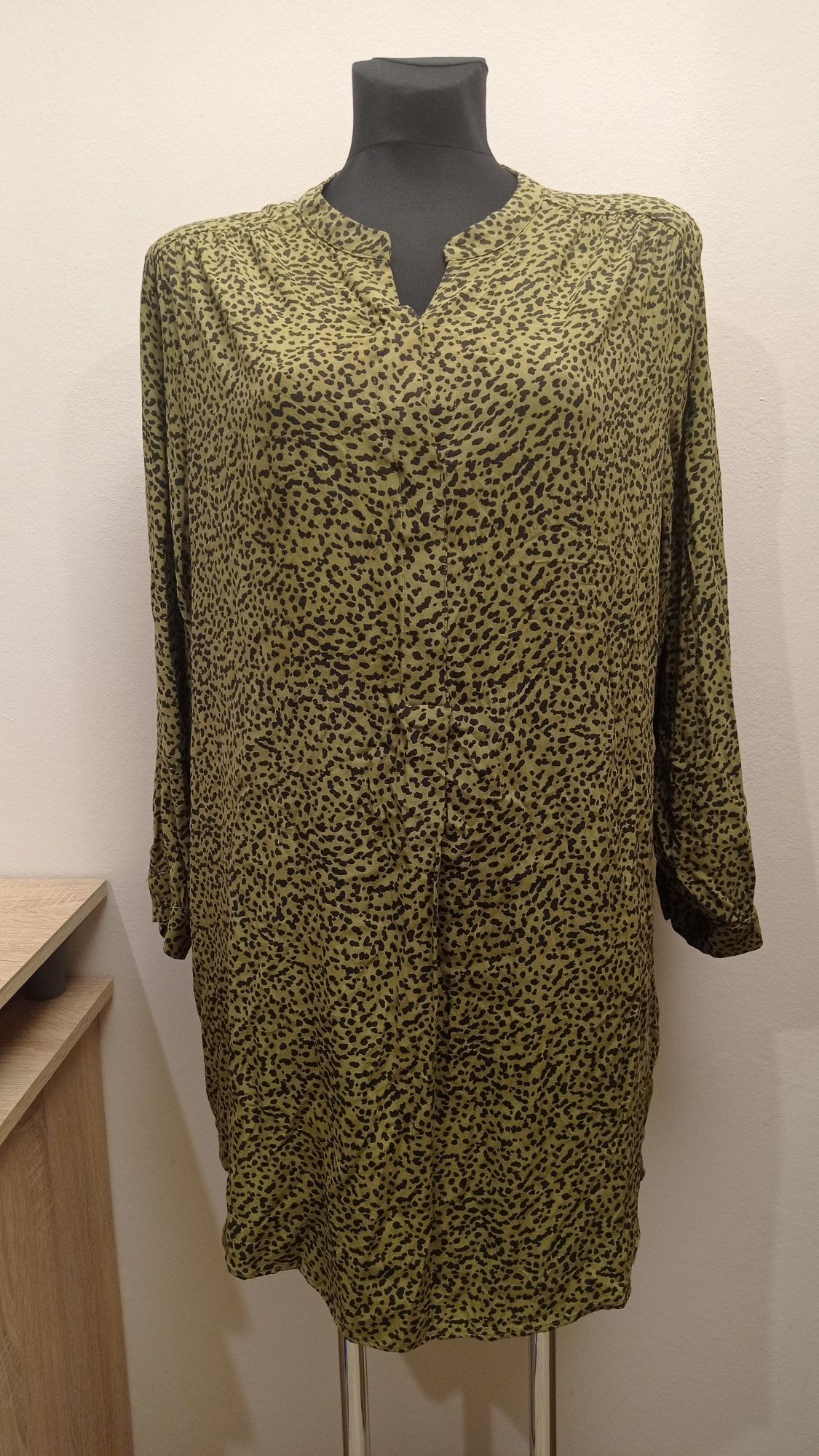 Duża bluzka tunika zielona oversize H&M