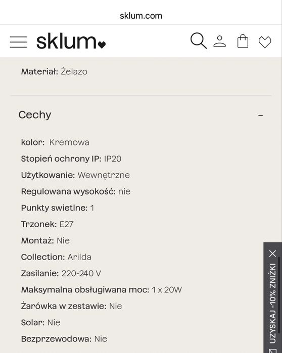 Kinkiet firmy Sklum Arilda