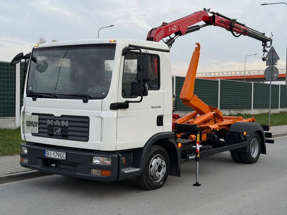 MAN TGL 8.180 // Hakowiec + HDS FASSI F40 //  Salon PL // FV 23 % // 1 WŁ // MAŁY PRZEBIEG