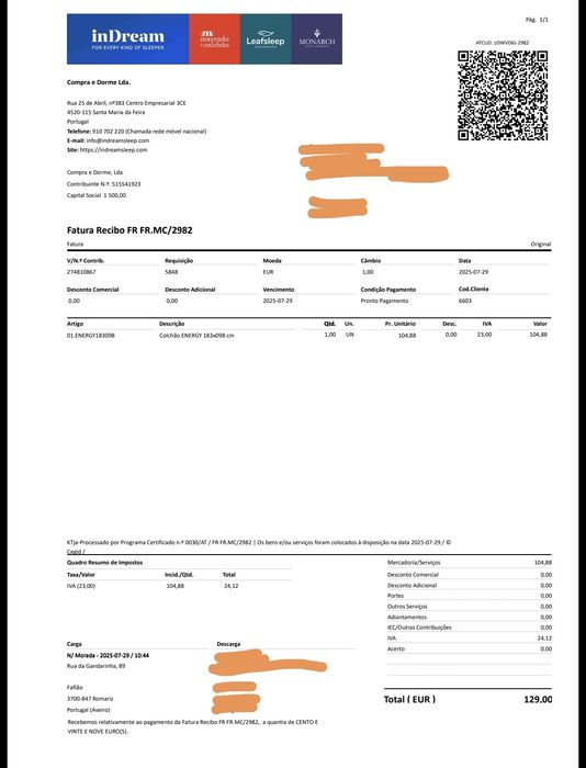 Colchão (cama para oferecer)