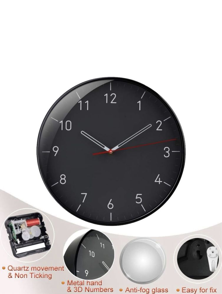 WristArt SILENT WALL CLOCK 12’’. Настінний годинник безшумний