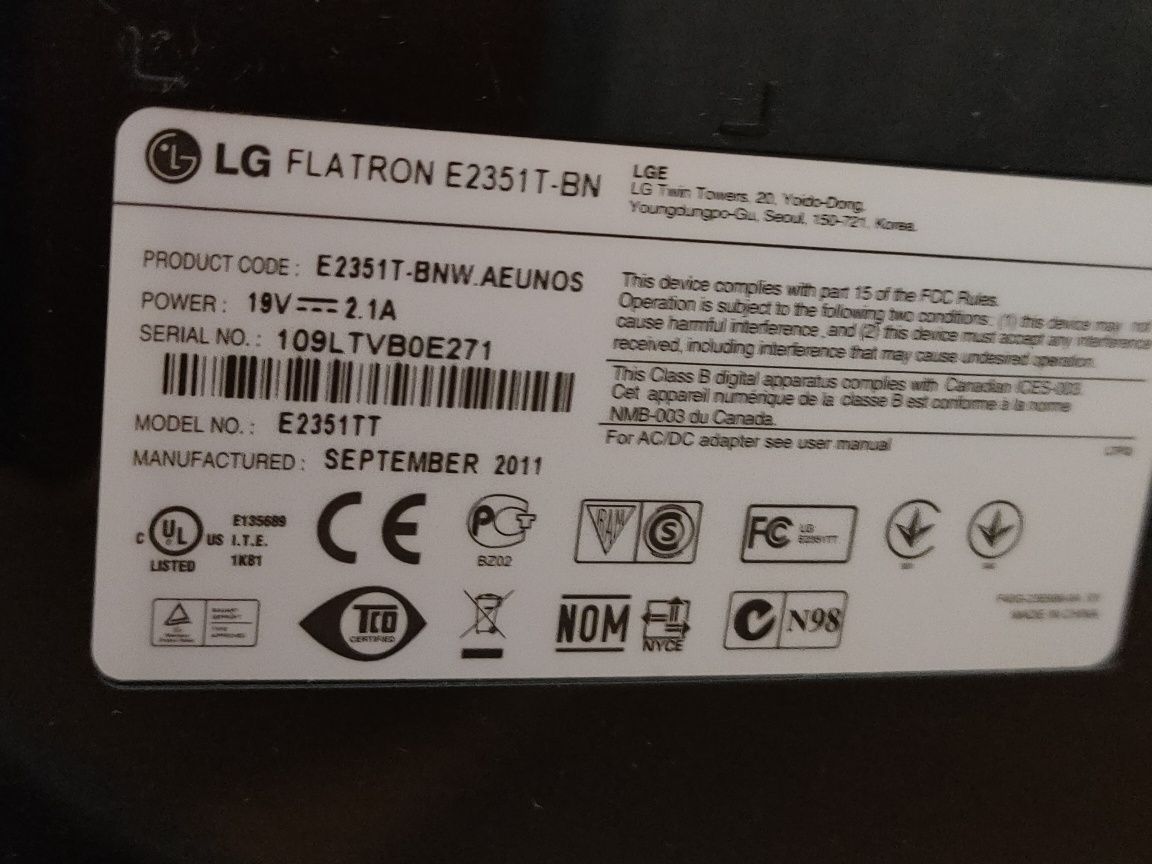 Монітор 23" LG Electronics E2351T-BN