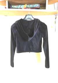 bluza tally weijl crop top kaptur welur sztruks elastyczna czarna 38