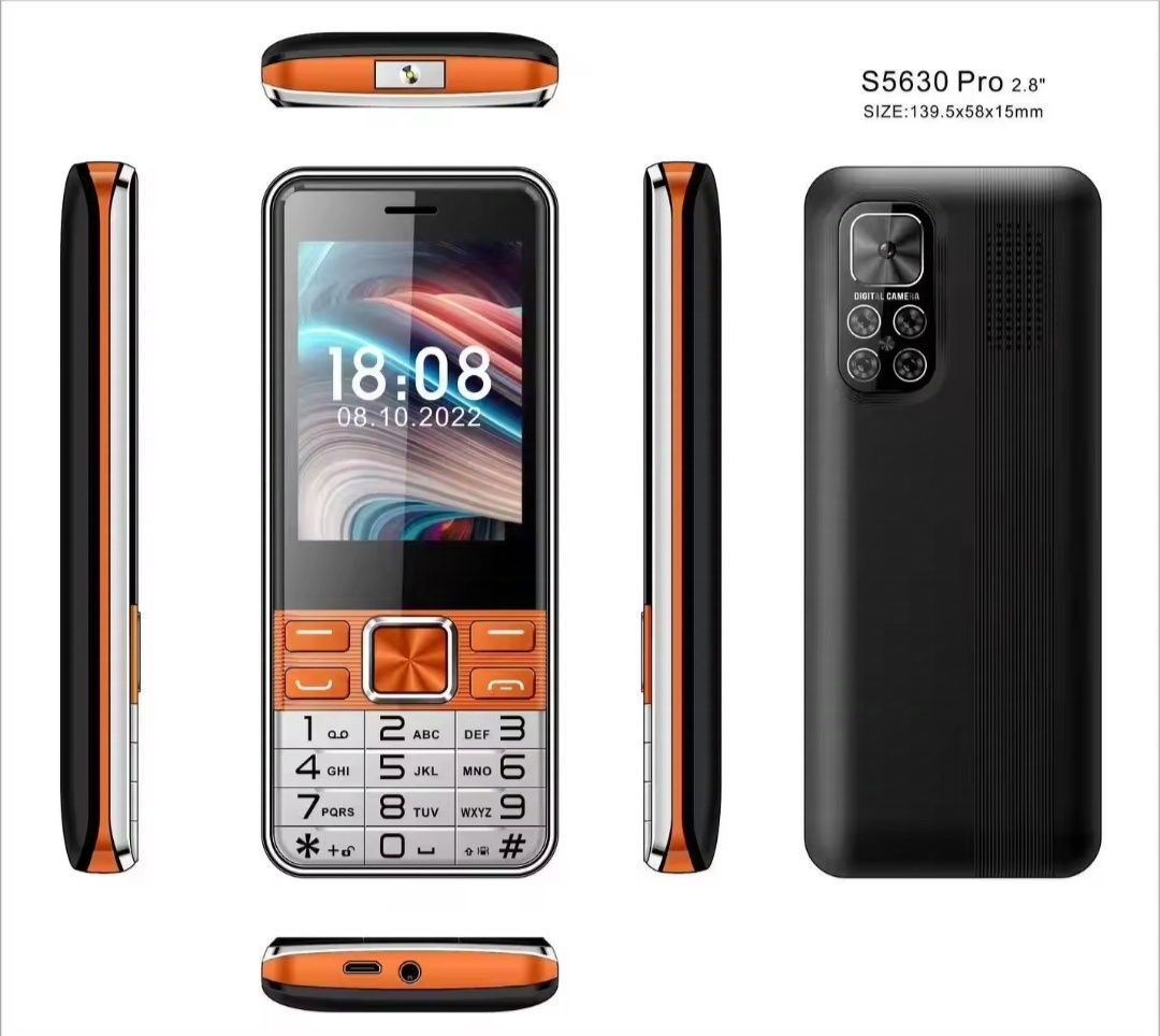 4 Sim 3000mAh Мобільний телефон кнопочний 2.8 Великий екран та батарея