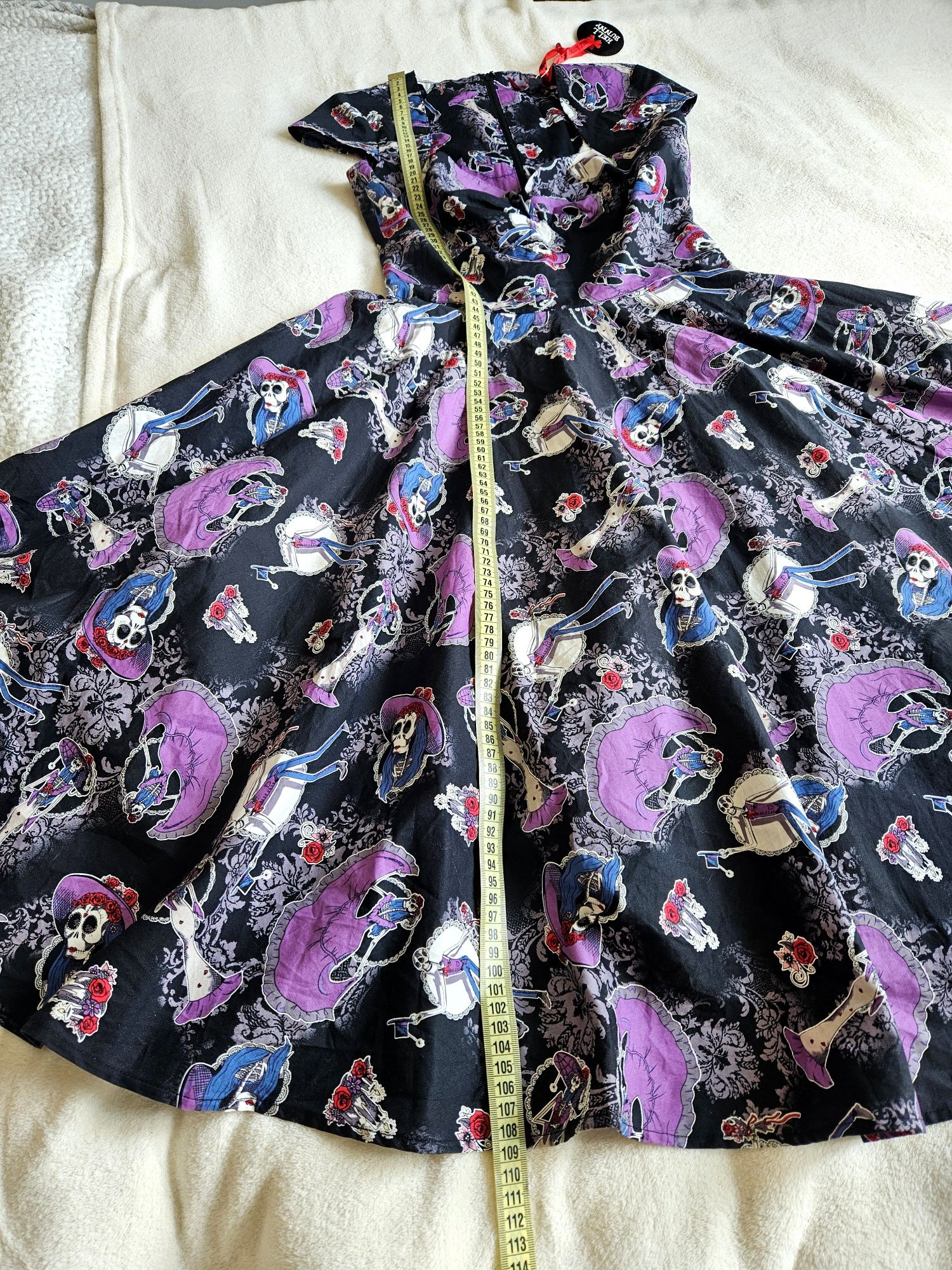 Sukienka rozkloszowana retro midi czaszki hell bunny xs 36 34 36