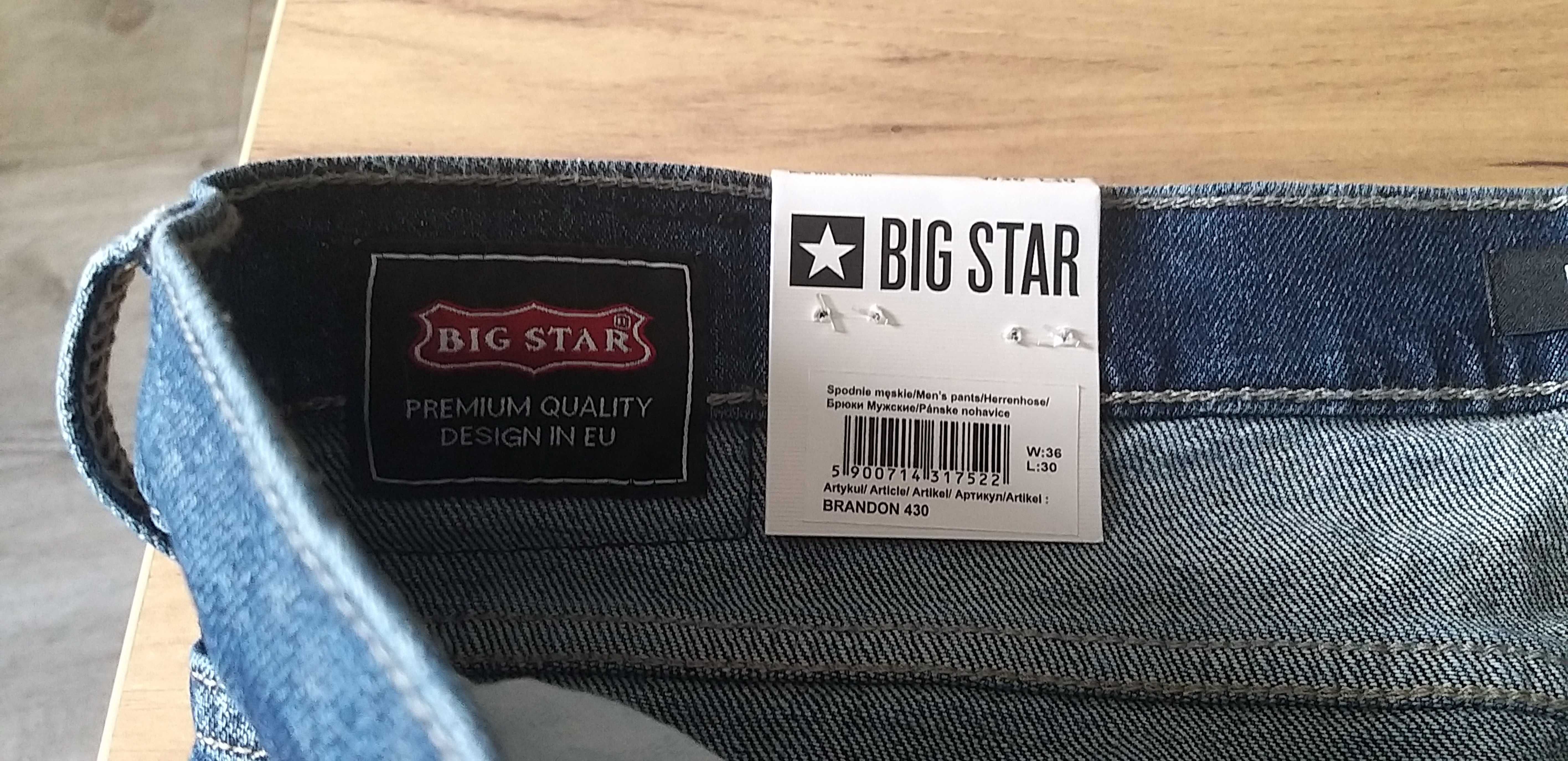 NOWE spodnie męskie BIG Star, jeans BRANDON 430, rozmiar W36 L30