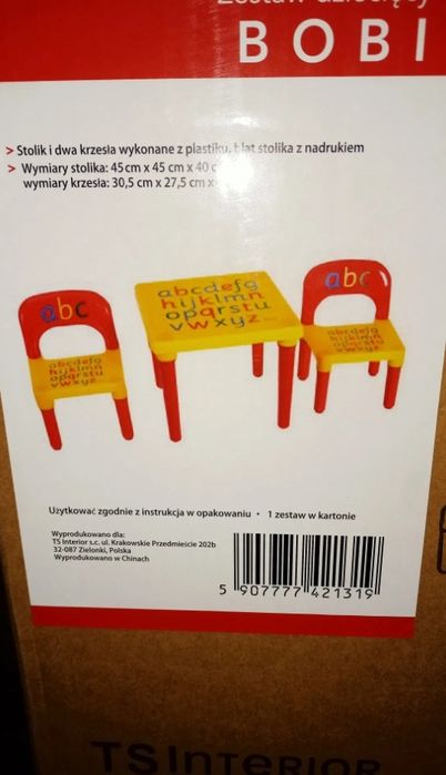 Nowy Zestaw Mebli dla Dzieci Stolik+2 Krzesła Abecadło dziecięce