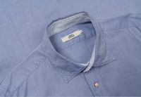 0039 ITALY Men's Blue Button Up Long Sleeve Shirt чоловіча  сорочка
