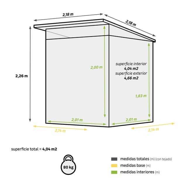 Abrigo de resina ARTISAN 2.14X2.18M ÁREA ÚTIL 4.04M²