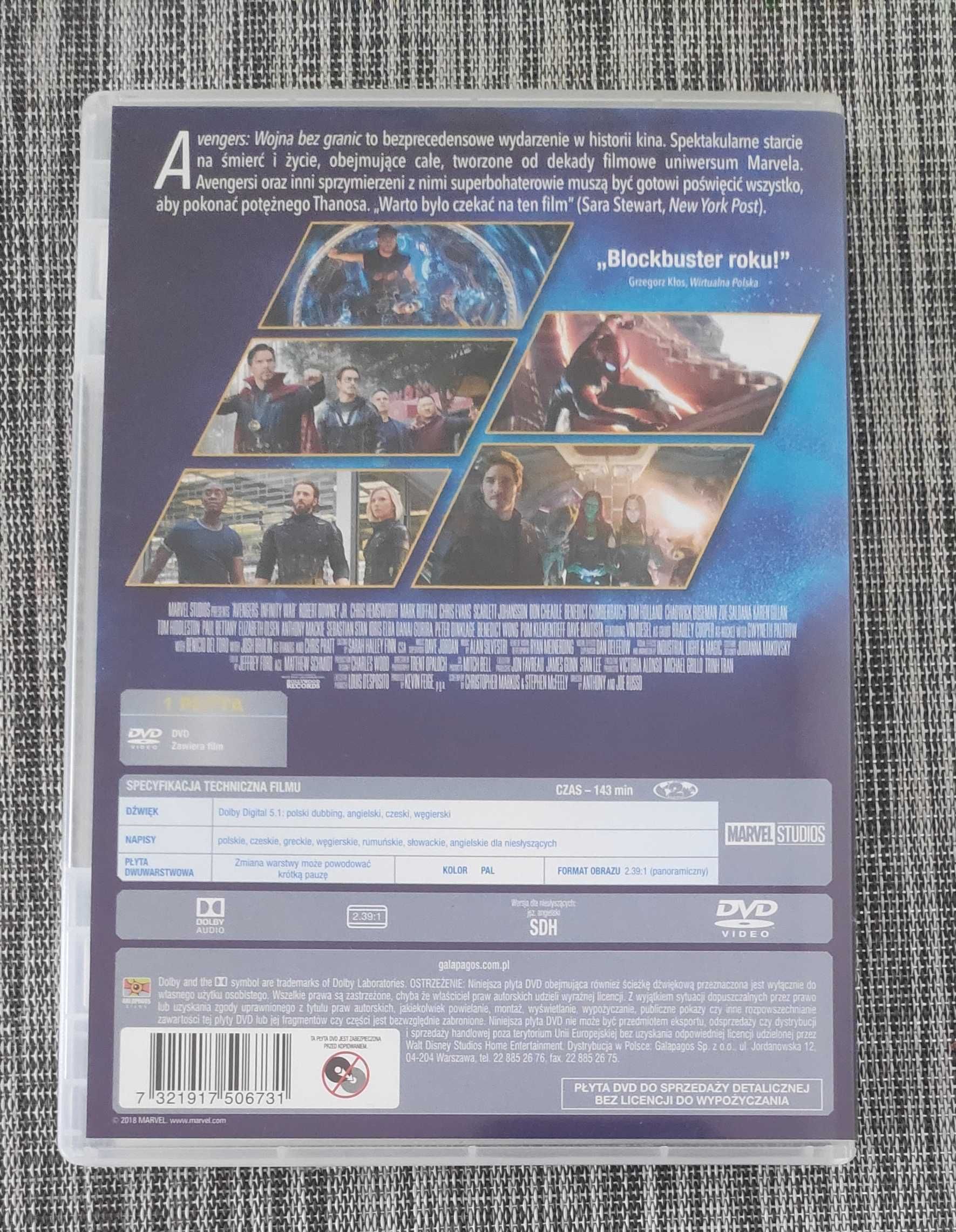 Avengers Wojna bez Granic Film na DVD