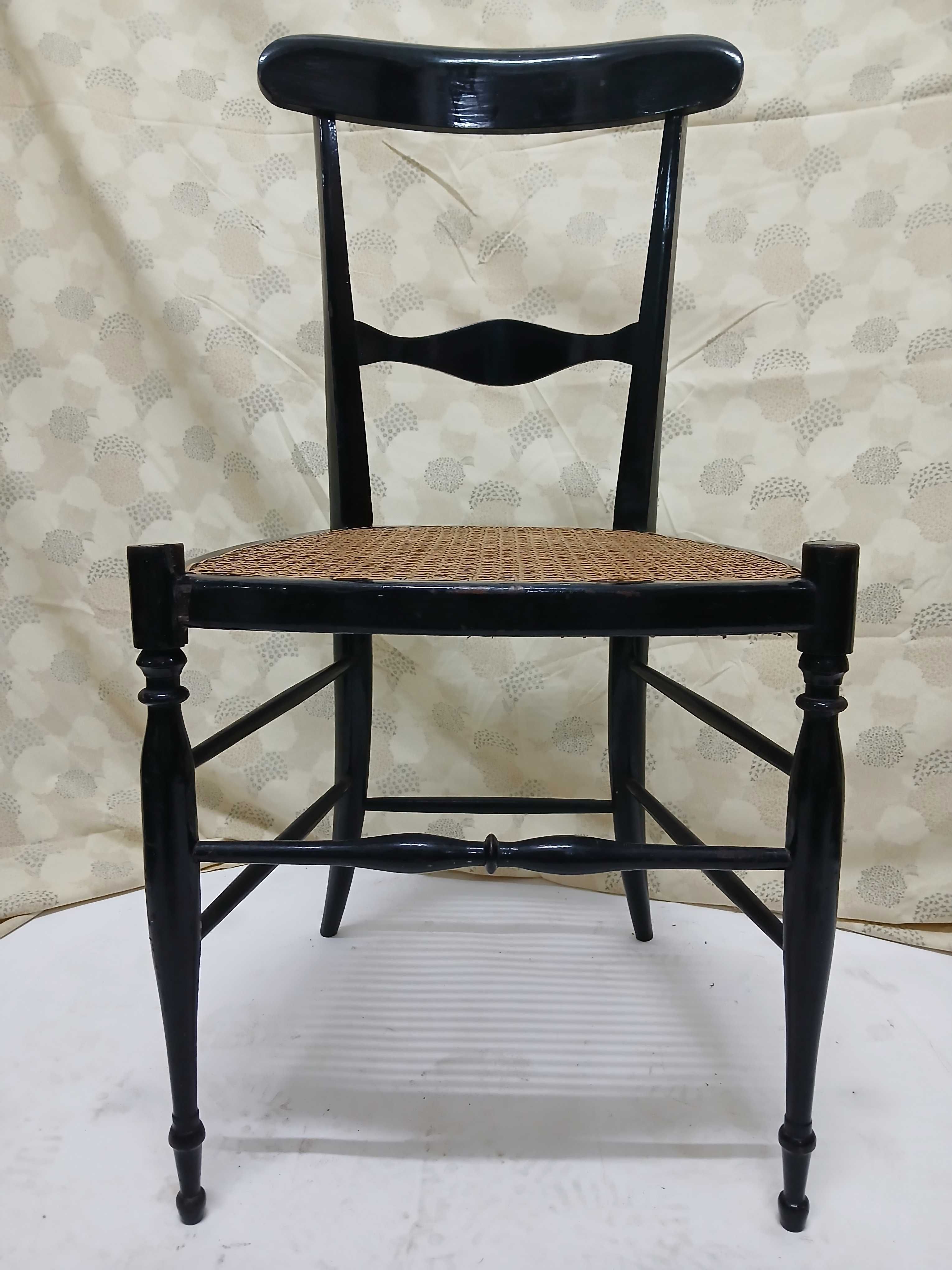 Cadeira Preta Palhinha - Campanino Chiavari - Fratelli Levaggi 1950