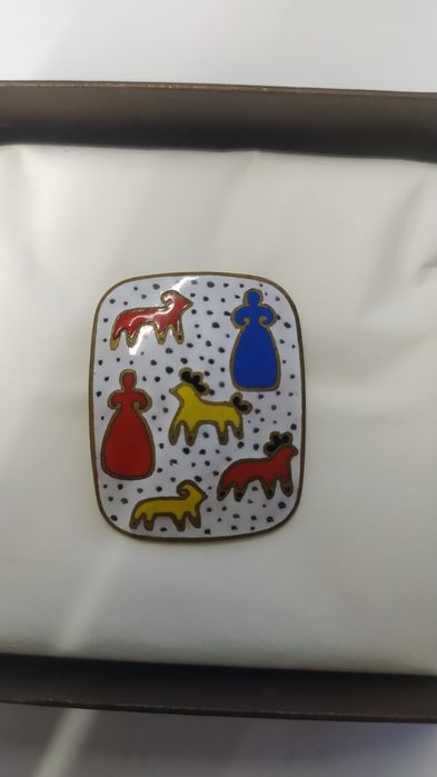 Broszka z motywem zabawek dymkowskich ZSRR