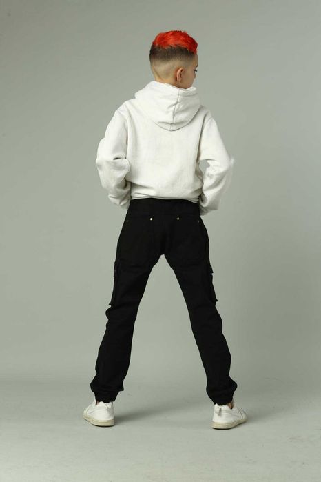 Штани чорні карго підліткові для хлопчиків, штани шкільні для хлопчика