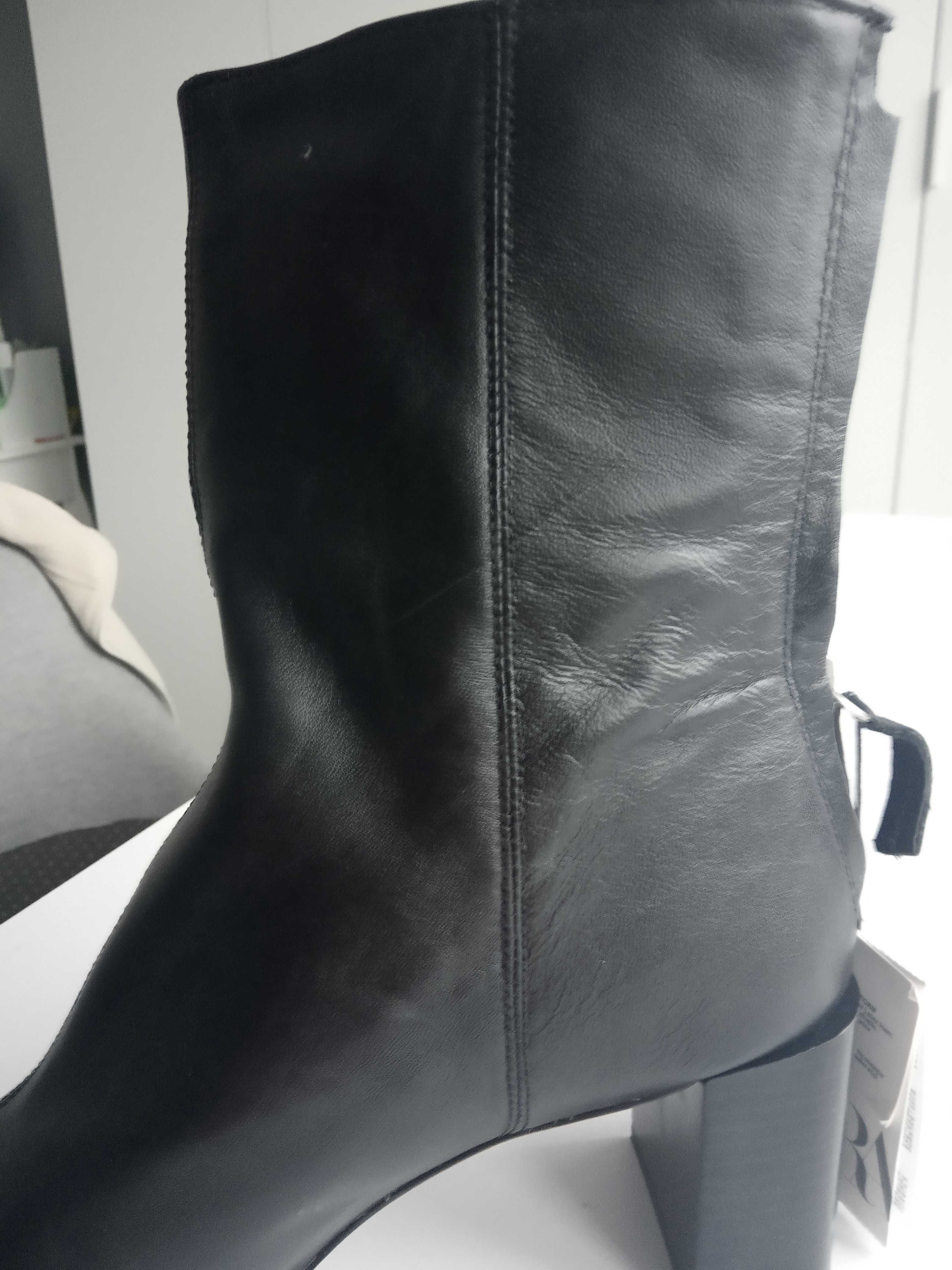 Zara Buty skórzane botki 39