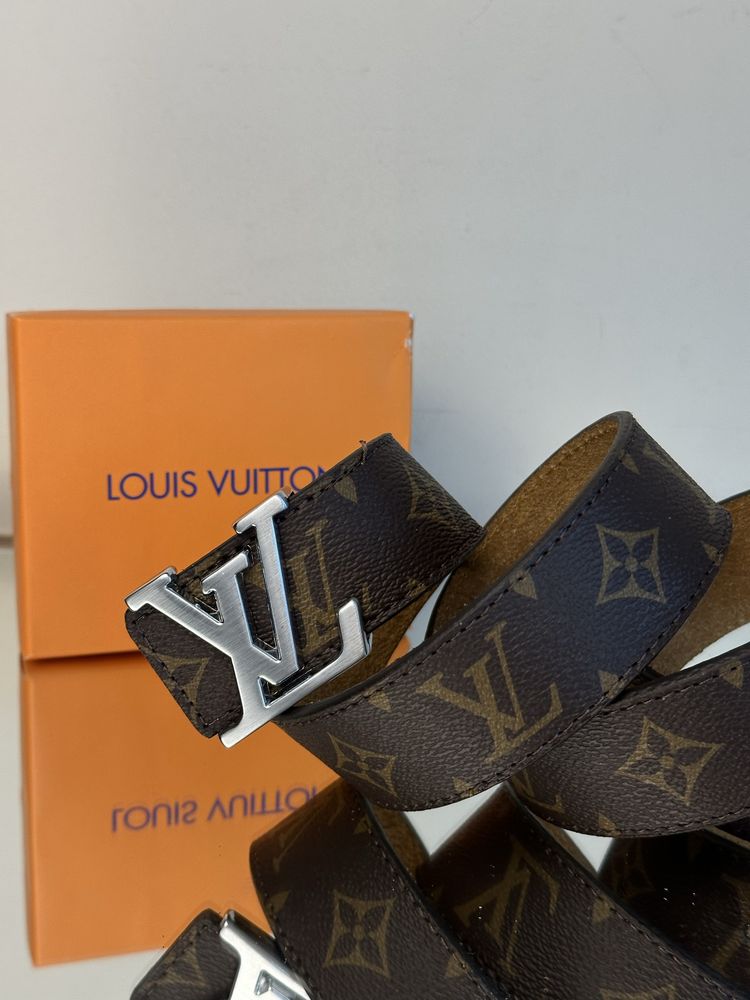 Skórzany pasek Louis Vuitton monogram skóra naturalna LV brązowy