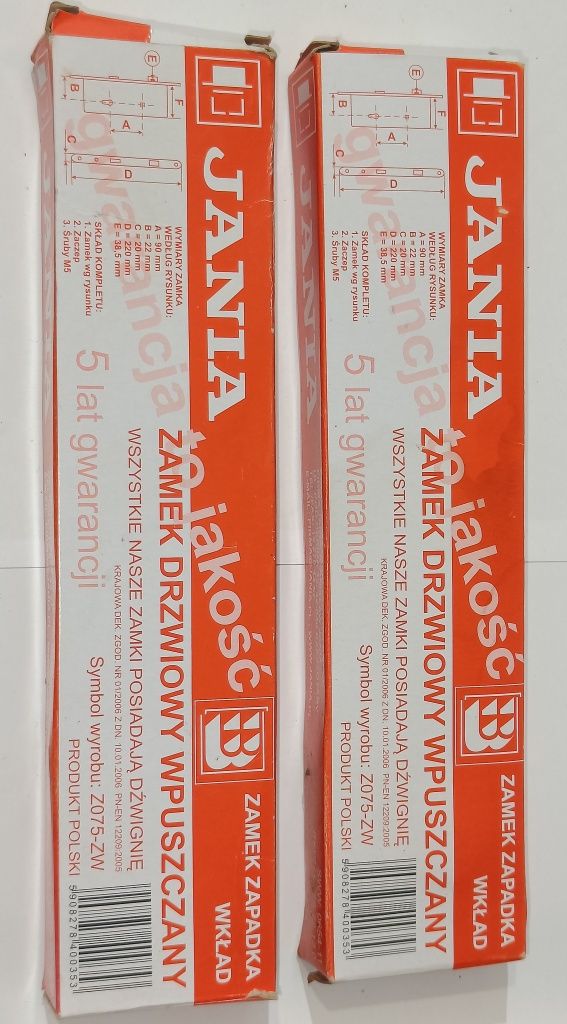 Zamek Do Furtki Bramki Na Wkładkę Wąski  90/22mm do Profil 40x40 JANIA