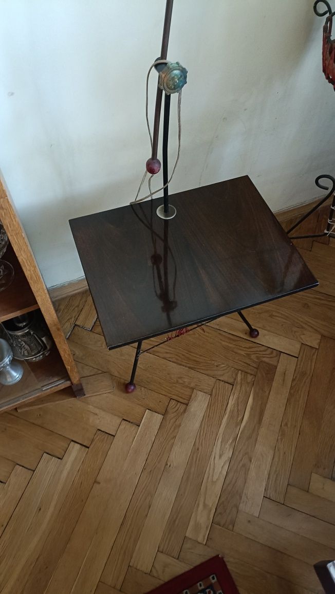 Lampa podłogowa z abażurem PRL lata 70-te VINTAGE RETRO