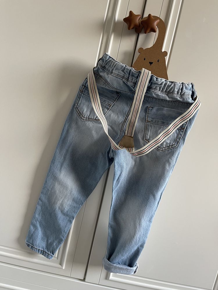 Spodnie jeansowe z szelkami HM ideał