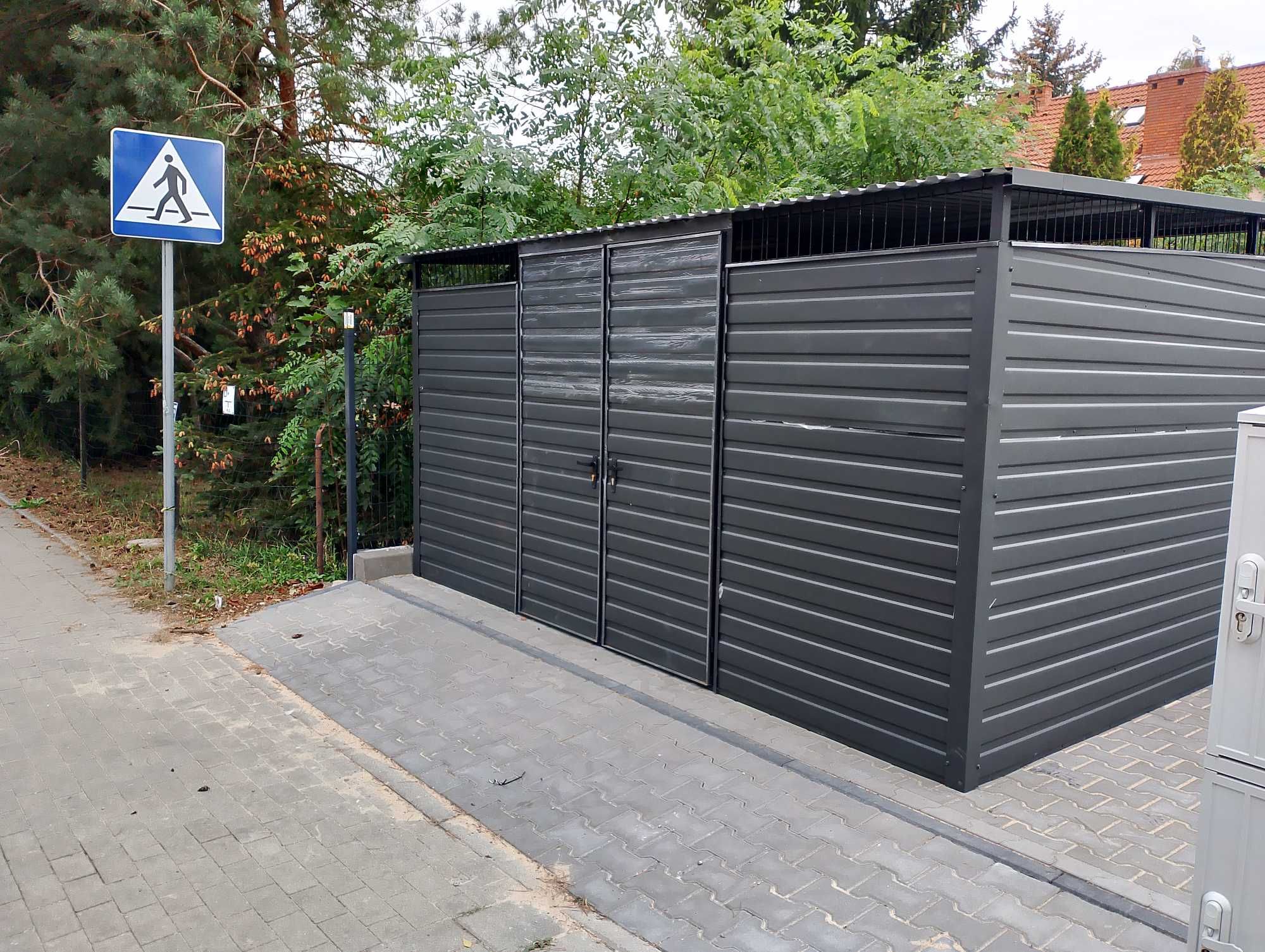 Wiata Panelowa Konstrukcja Ocynk Antracyt Mat + Złoty Dąb