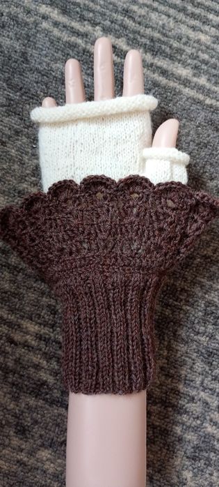 Wełniane rękawiczki bez palców. Mitenki damskie.