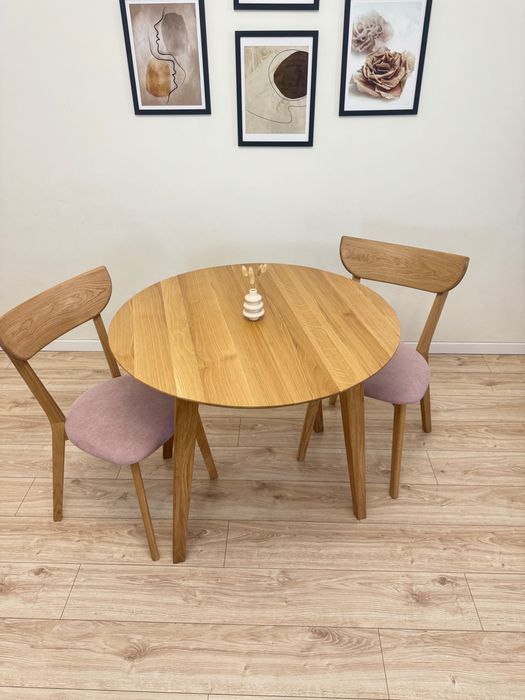 Stół okrągły dębowy-dostępny-lite drewno dębowe-drewniane nogi