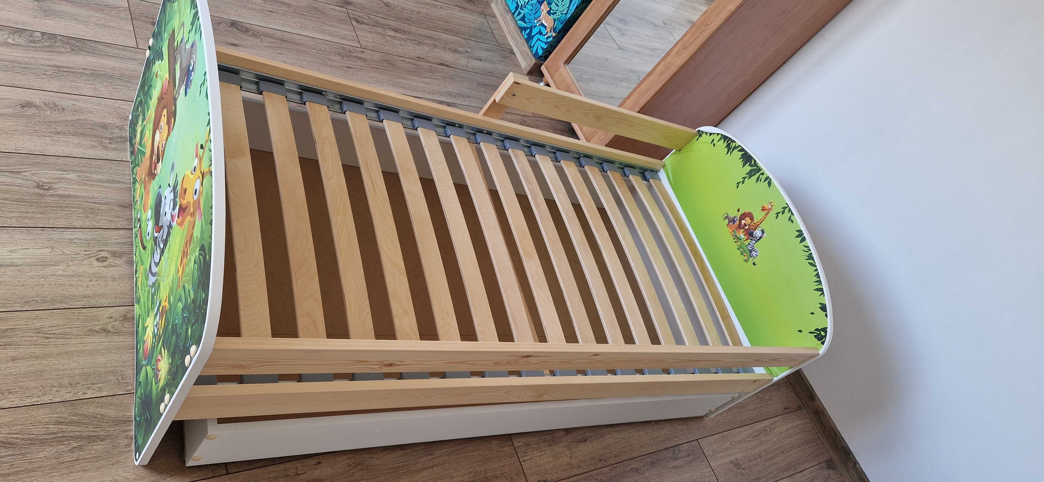Łóżko dla dziecka dziecięce 80x160 dżungla szuflada  sosna białe