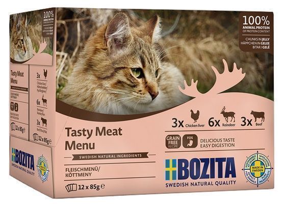 Zdrowa karma dla kota z mięsem w galaretce, Bozita MIX 3 SMAKÓW 12x85g