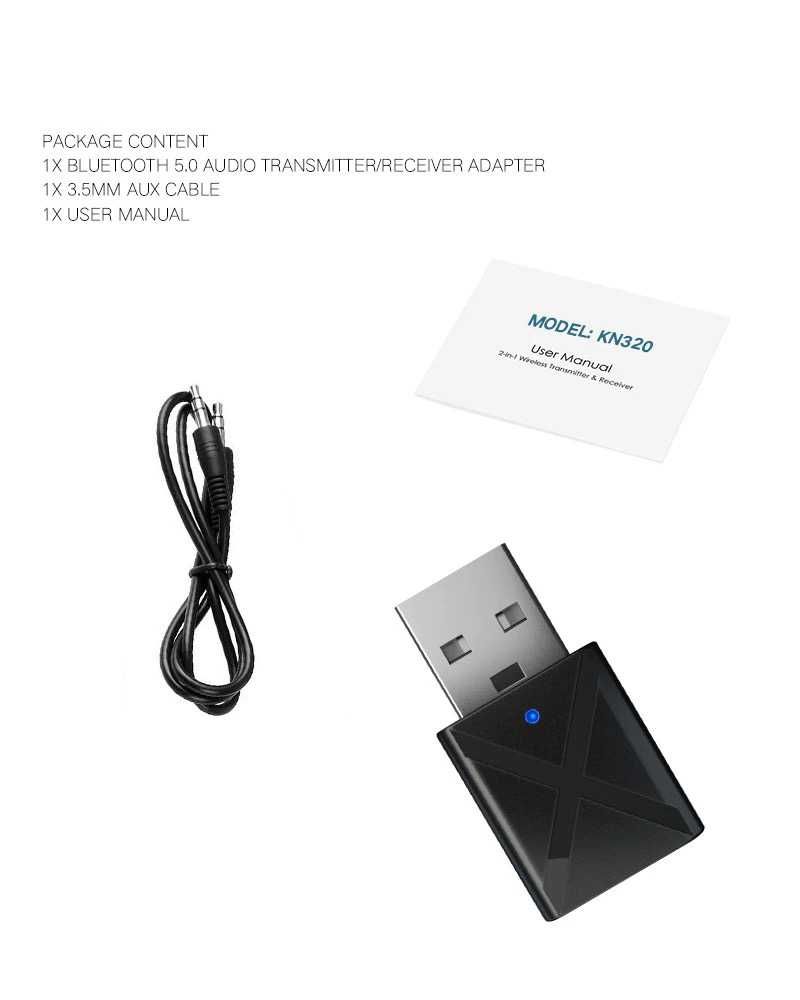 USB аудио Bluetooth AUX приемник KN320 передатчик RX / TX транслятор