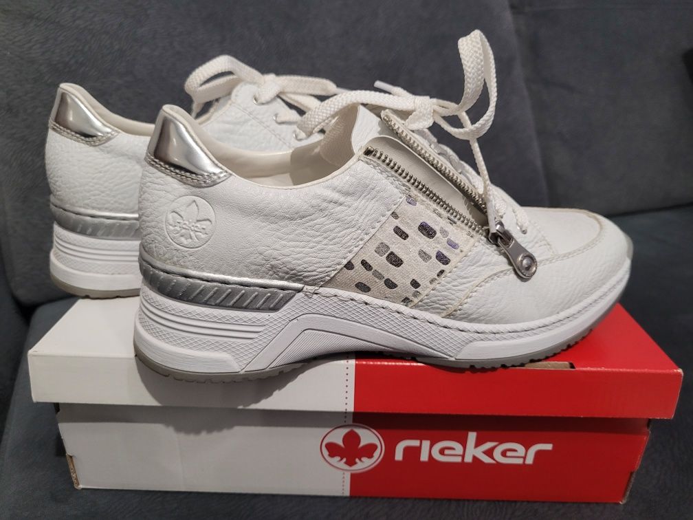 Adidasy RIEKER białe, koturn r. 40 !!!