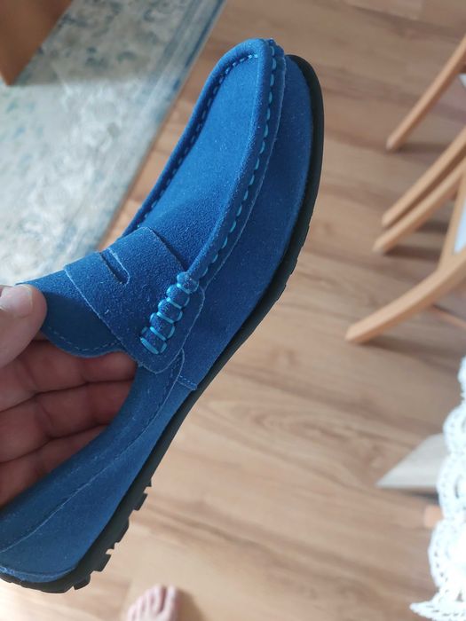 Buty mokasyny niebieskie