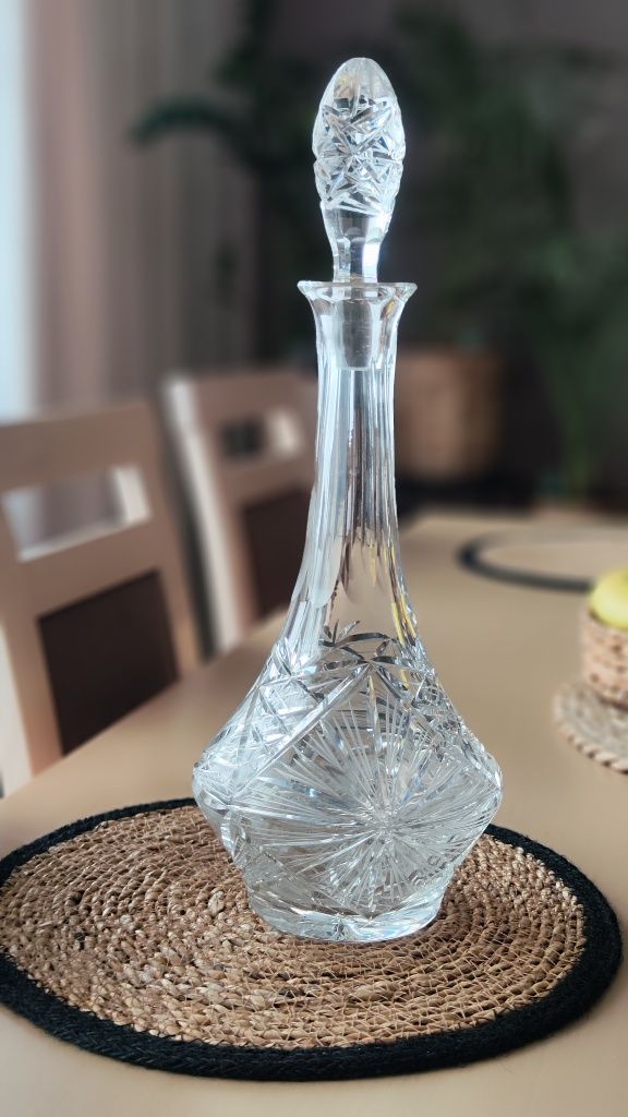 Kryształowa duża karafka PRL piękny wzór karafka na alkohol whisky