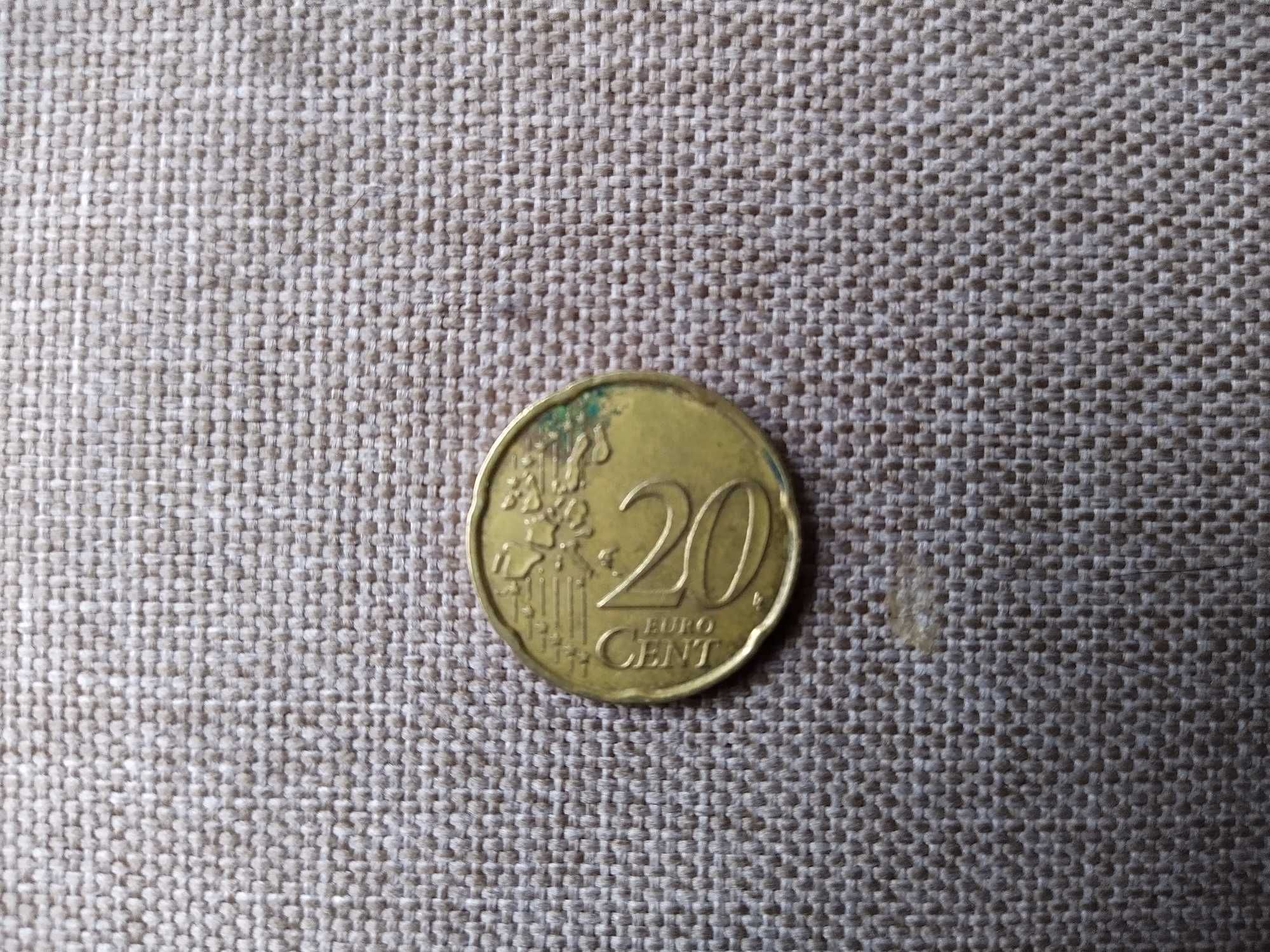 Moneta kolekcjonerska 20 euro cent  2002r. MAC Destrukt menniczy