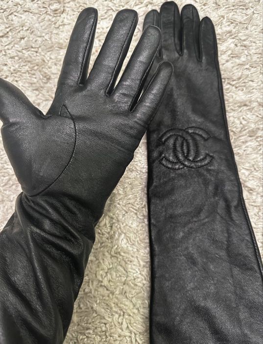 Кожаные высокие перчатки