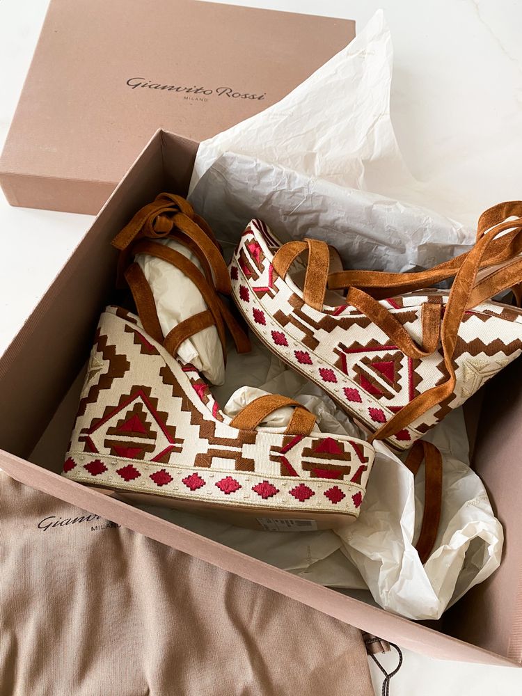 Sandały Gianvito Rossi Cheyenne Wedge Sued 37,5