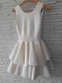 Sukienka w kolorze ecru/śmietankowa biel, rozmiar 34, S