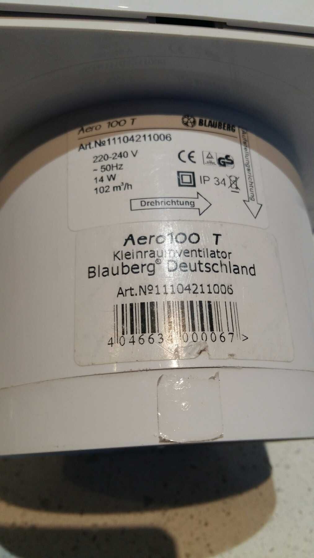Витяжний вентилятор Blauberg Aero 100 T з таймером.Eleyus КОМФОРТ 100Б